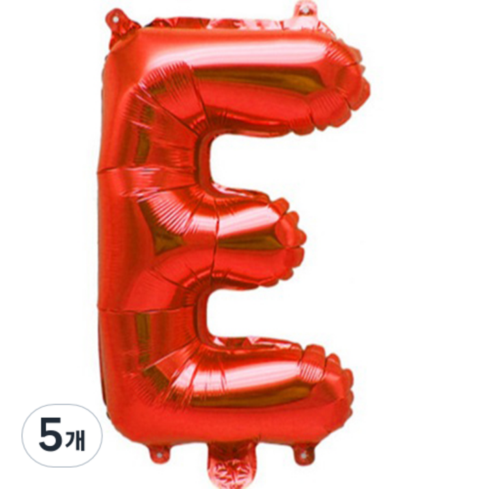 팡파티 레터링 알파벳 풍선 E 40cm, 레드, 5개