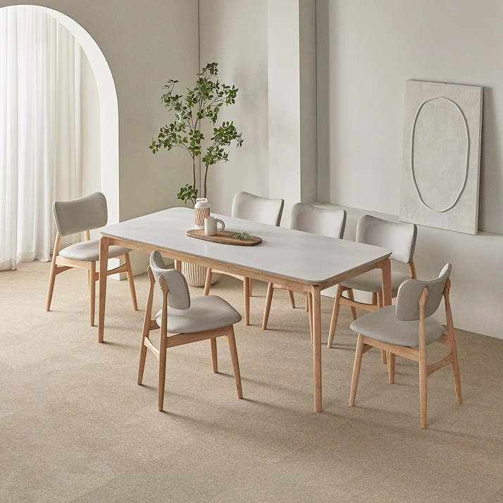 파로마 리샤르A 통세라믹 원목식탁 1800 + 의자세트 6인용 방문설치