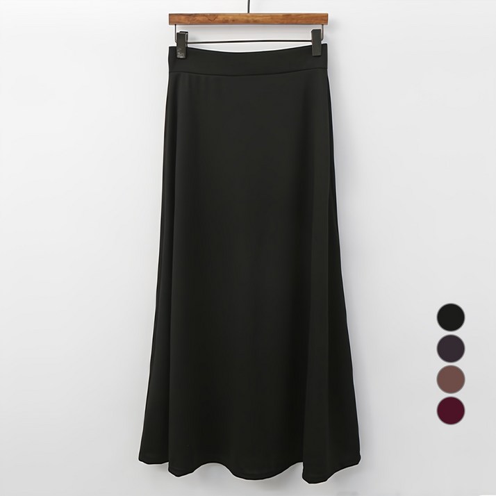 티탁 여성용 신축성 밴딩 무지 허니 A라인 롱스커트