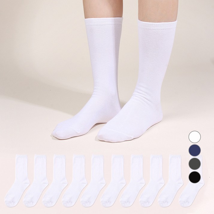 두발로 여성용 프리미엄 무지 장목 양말 10켤레 두발로 여성용 프리미엄 무지 장목 양말 10켤레