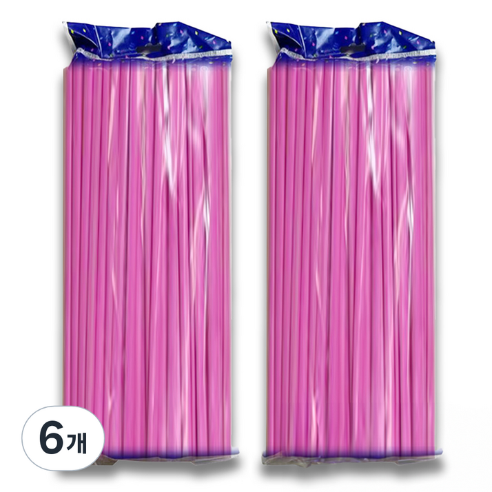 마다꾸미 요술 매직 파티 막대풍선 100p, 파스텔로즈레드, 6개