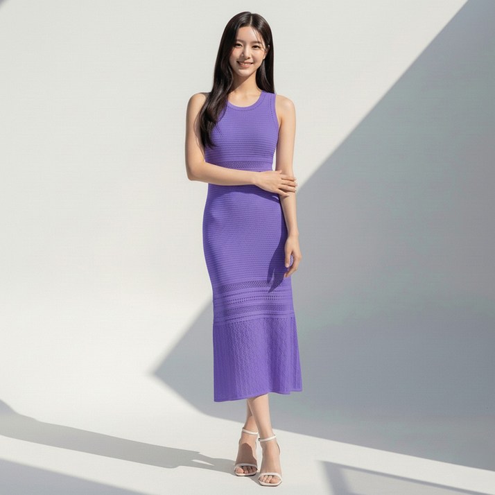 비비에모 모엘린 라운드넥 민소매 니트 원피스 12557