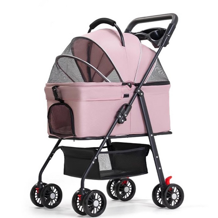 달리발리 코펫트래블러 강아지 고양이 프리미엄 2in1 카시트 겸용 접이식 애견 유모차 이동장, 코펫래블러 핑크