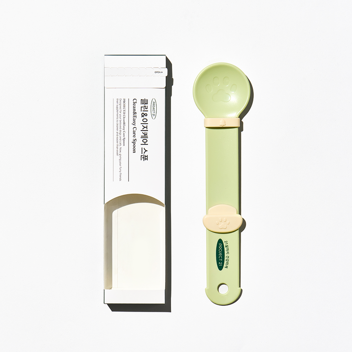 프로젝트21 클린이지케어 스푼 고양이 강아지 간식 스푼 츄르짜개, 1개, 그린