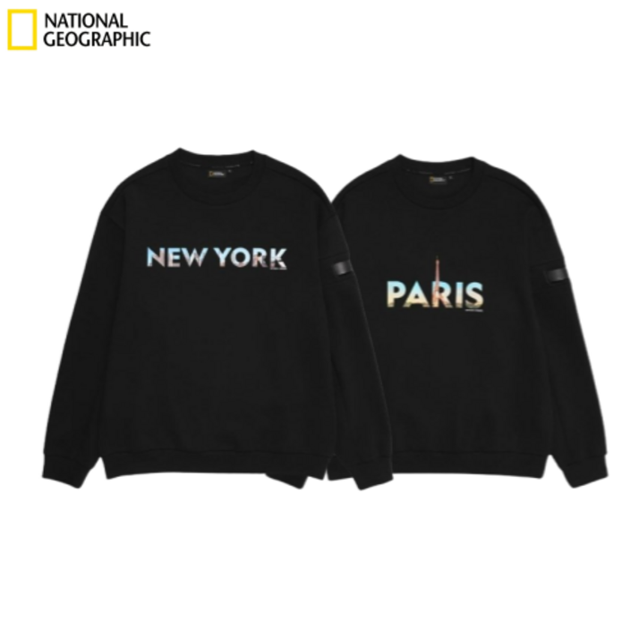 내셔널지오그래픽 파리 뉴욕 시티 세미 루즈핏 맨투맨 티셔츠 긴팔 [매장정품] - 쇼핑앤샵