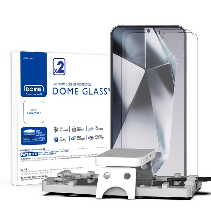 화이트스톤 돔글라스 풀커버 강화유리보호필름 2팩 (경화기 포함), 2개