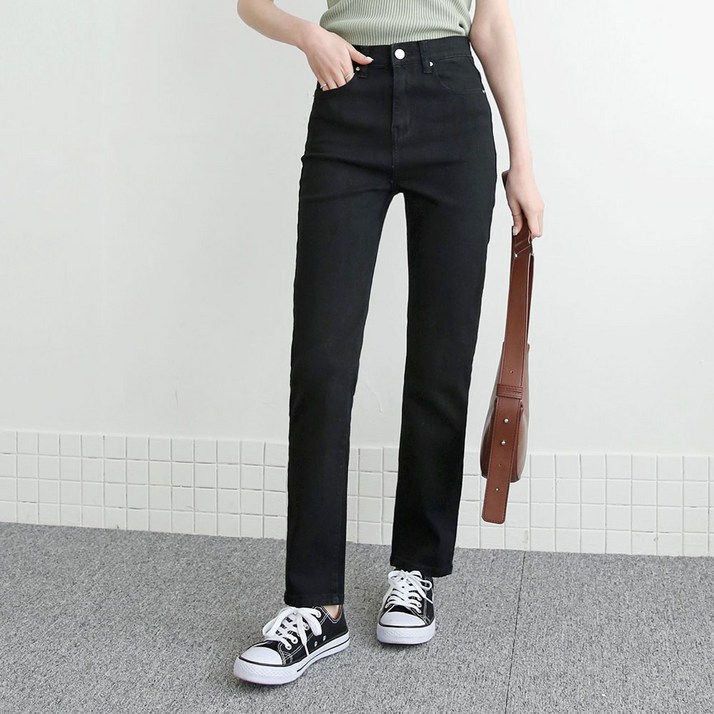 조이메리 일자 청바지 여자 스판 데님팬츠 사계절 인밴딩 청바지 에이미