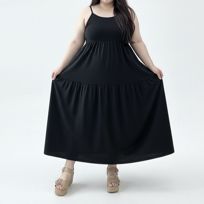 66100 뱃살커버 빅사이즈 나시 원피스 캉캉 무지 기본원피스 미니원피스 롱원피스 3XL  베키원피스