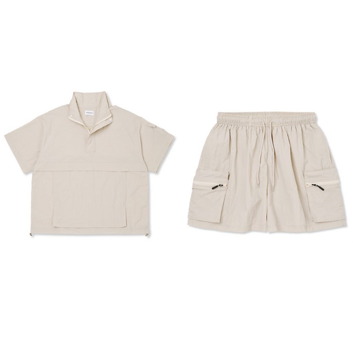 [피핀] 남녀공용 아노락 터틀넥 매쉬 카고 셋업 #CSOs-011-1