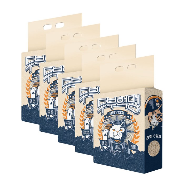 두부혁명 크랙입자 무향 고양이 모래 2.5kg 5개, 2.5kg, 5개