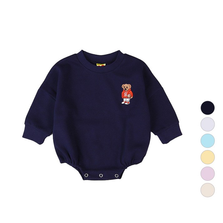 하트베이비 가을 유아용 곰돌이 자수 수트