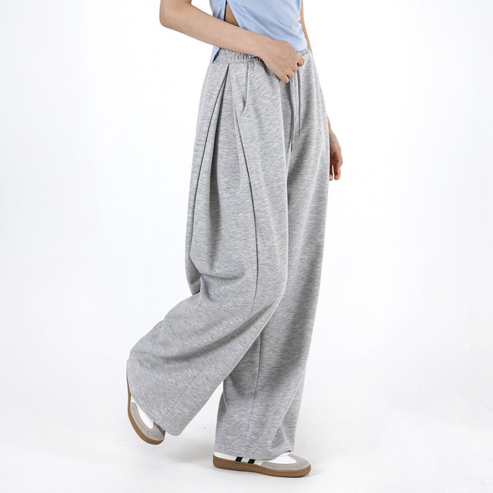 [오버나인] 여자 여성 숏롱기장 키작녀 키큰녀 핀턱 와이드 트레이닝 기모 바지 팬츠 W-53