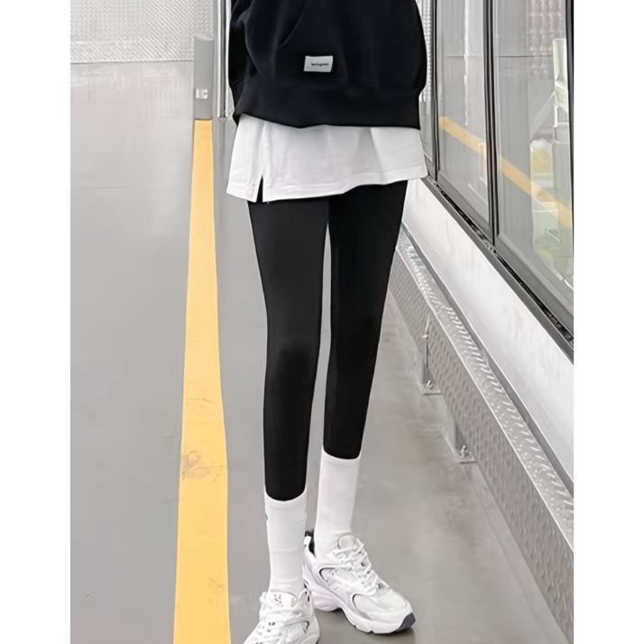 여성용 페이크 레이어드 슬릿 힙커버 패션레이어드