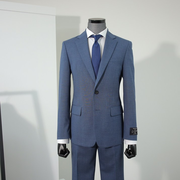 리버클래시 슬림핏 수트 싱글 울 혼방 투톤 슬림 3PCS 정장 블루 조끼별도 LJS11163BL