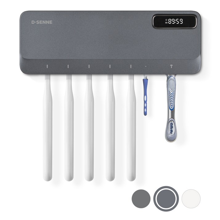 디센느 UVC 온열 건조 칫솔 살균기 거치대, 다크그레이