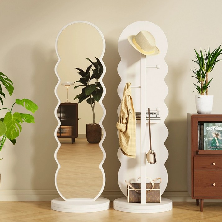 COCOYOU 다기능 전신거울 행거 360도 회전 가능 1660mm 높이 원목 스탠드거울