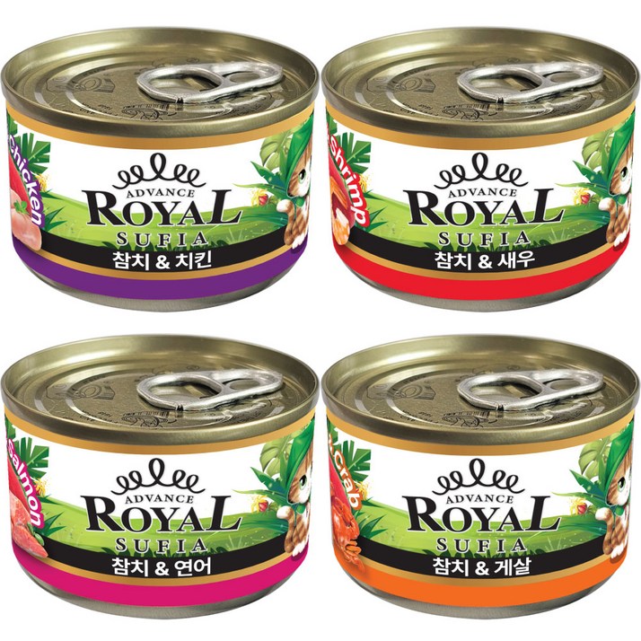 어드밴스 로얄 수피아 5종 170g x 96개입 고양이 캔 길냥이 통조림 간식, 170g, 96개, 콤보