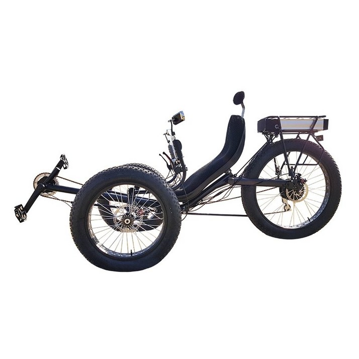 세발 전기 자전거 성인 삼륜 리컴번트 트라이크 성인용 타이어 야외 로딩, 01 black