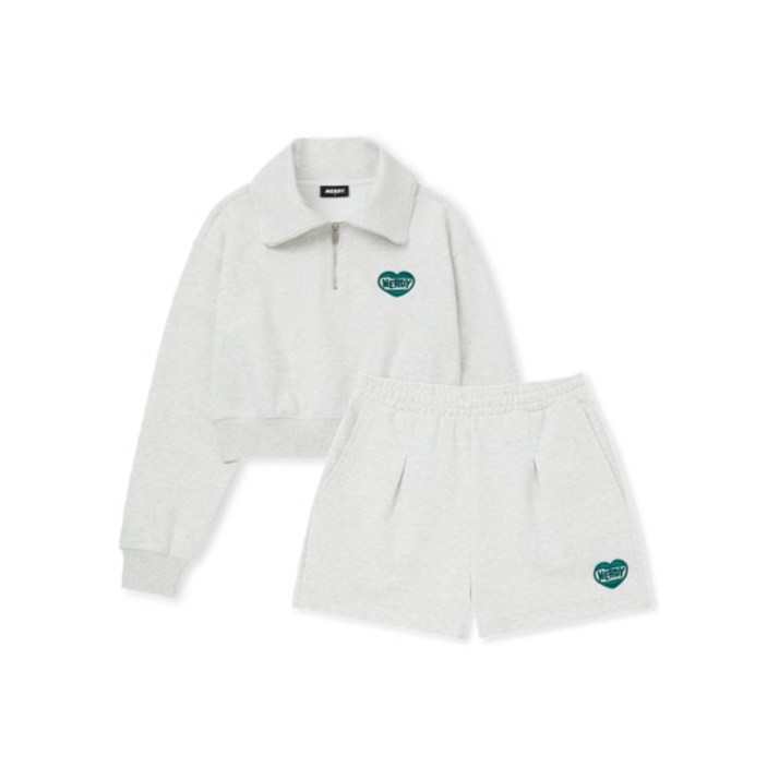 백화점판 널디 인싸템 우먼스 수플레 뉴 크롭 스웻 하프팬츠 세트 오트밀 맨투맨 티셔츠 라운드