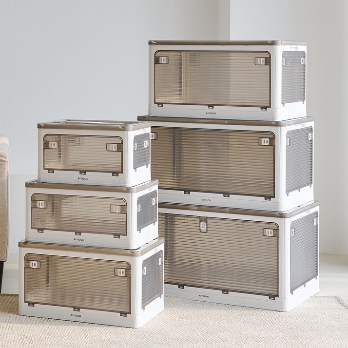 아이윤 접이식 리빙박스 폴딩 대형 투명 옷 장난감 정리함 펜트리 수납함, 1개, 화이트