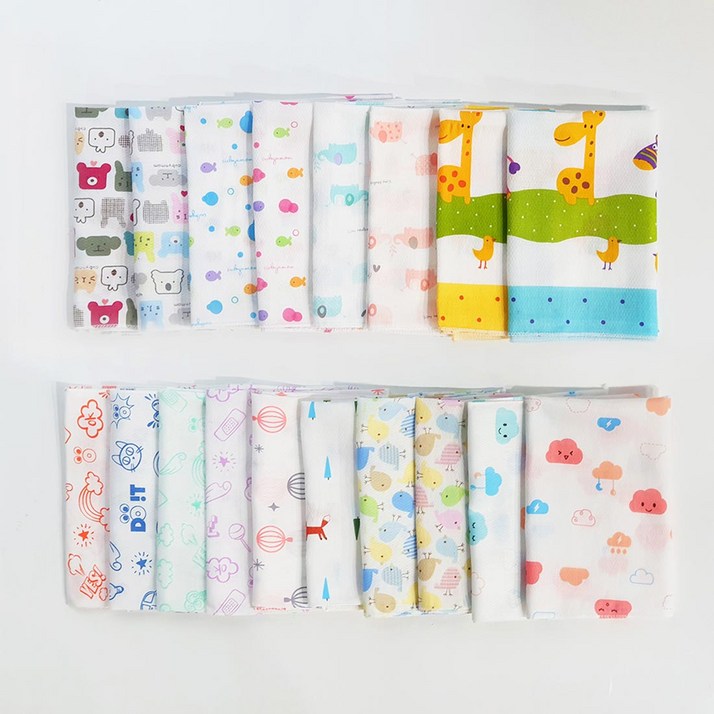 베이비큐 순면 아기 엠보 가제손수건 40장 / 랜덤