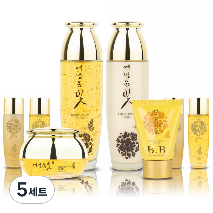 예담윤빛 프라임 럭셔리 골드 여성 기초화장품 4종 세트, 5세트