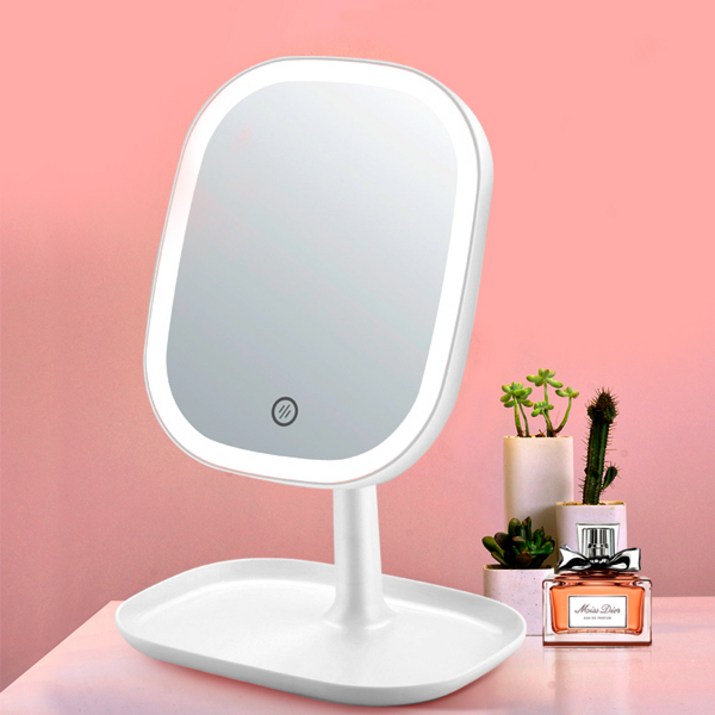 모가비 충전식 LED 스마트 조명 거울, 화이트 - 쇼핑뉴스