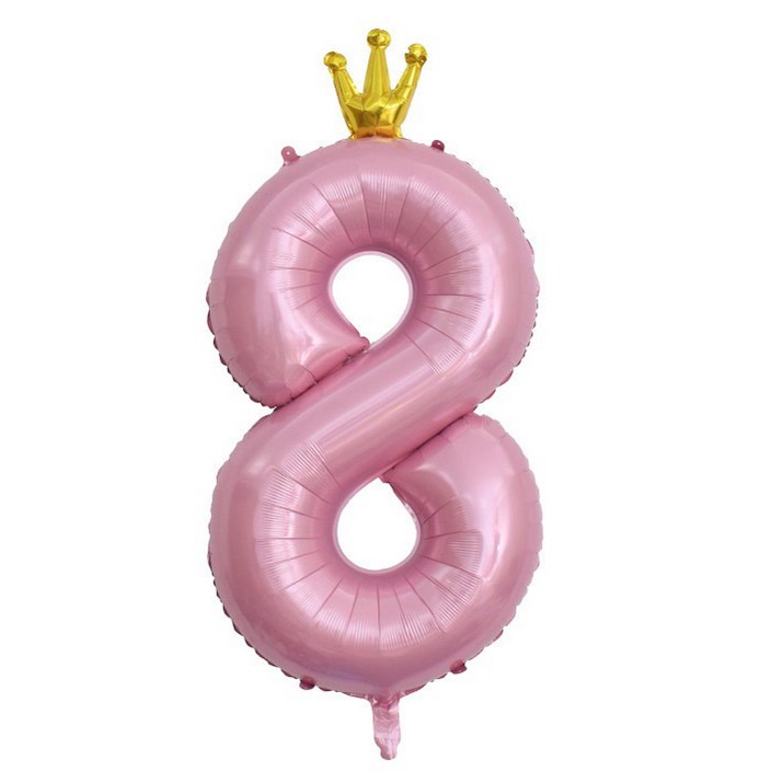 이자벨홈 생일파티 왕관 숫자 풍선 8 초대형, 핑크, 1개 6607390837
