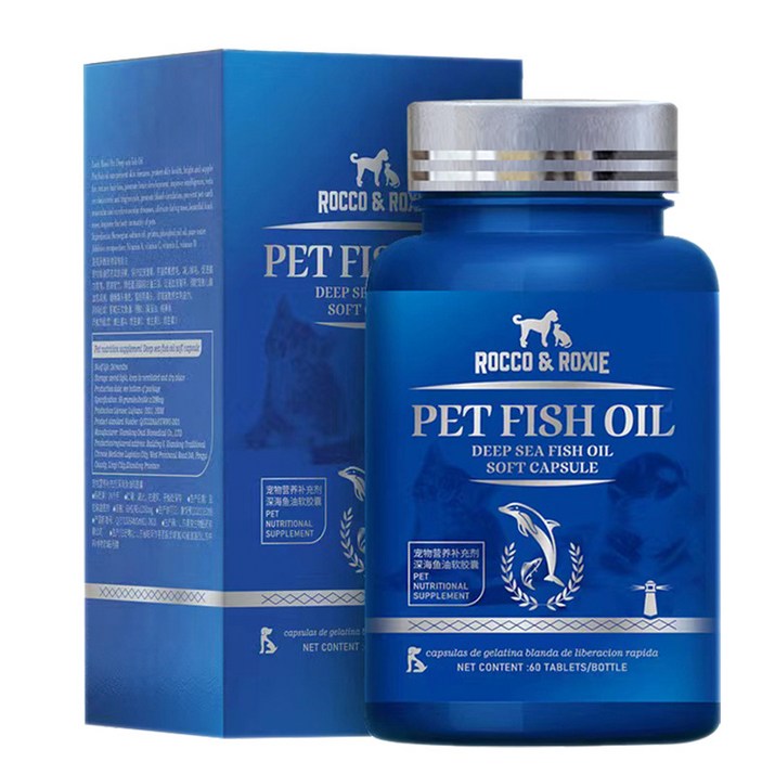강아지 고양이 오메가3 EPA와DHA합1200mg 60캡슐 반려동물 영양 보충제 C0353, 5개