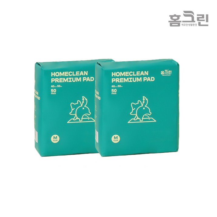홈크린 프리미엄 논슬립 강아지 애견 배변패드(50매)x2팩 총 100매 40*50cm 35g 소형, 2팩, 50매