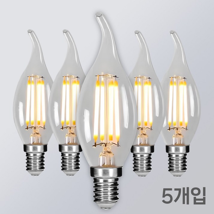 LED 프레임 촛대구 COB E14 E17 E26 에디슨전구 카페조명 샹들리에 전구 KS인증, E14, 5개
