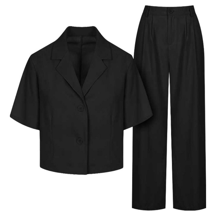 샐리 싱글 크롭자켓 팬츠 세트 I5B-CSE010