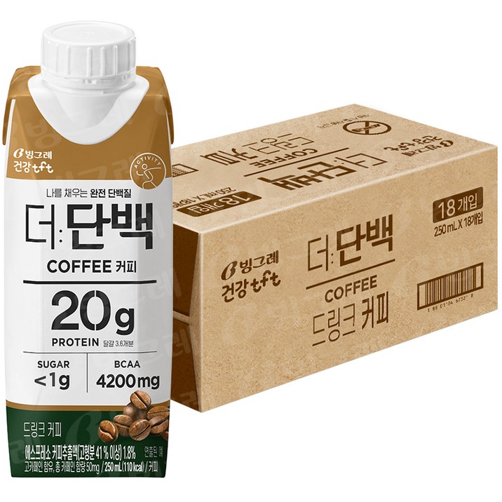 빙그레 더단백 드링크 커피 18p, 1개, 4500ml 20230605