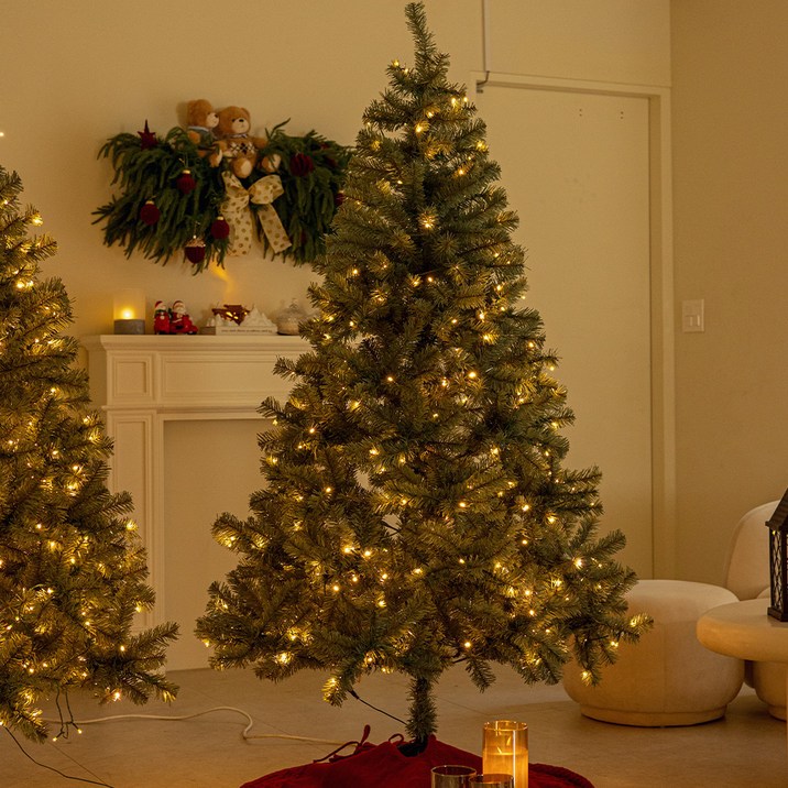 조아트 전구일체형 킥글로우 볼륨 빵빵 크리스마스 트리, 그레이