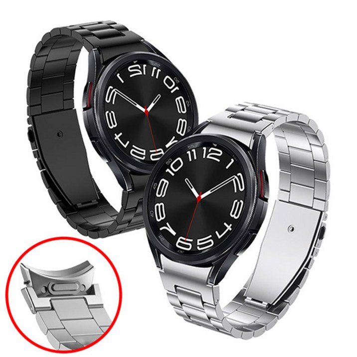 미소피아 갤럭시워치7 6 5 4 원클릭 메탈 스트랩 프로 클래식 호환 원버튼 원터치  조절기 증정, 원클릭메탈 블랙