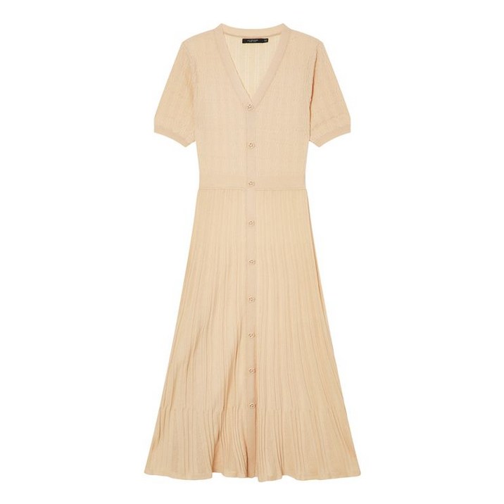 정품발송 질스튜어트뉴욕 우먼 S사이즈 베이지 단색 코튼혼방 니트 반팔원피스 JSSW3B550I2 337072