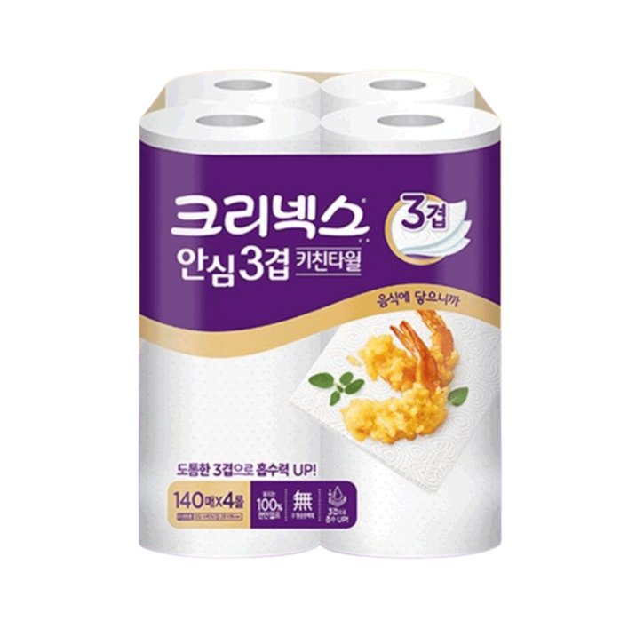 크리넥스 프리미엄 안심 3겹 천연펄프 키친타올, 140매, 8개