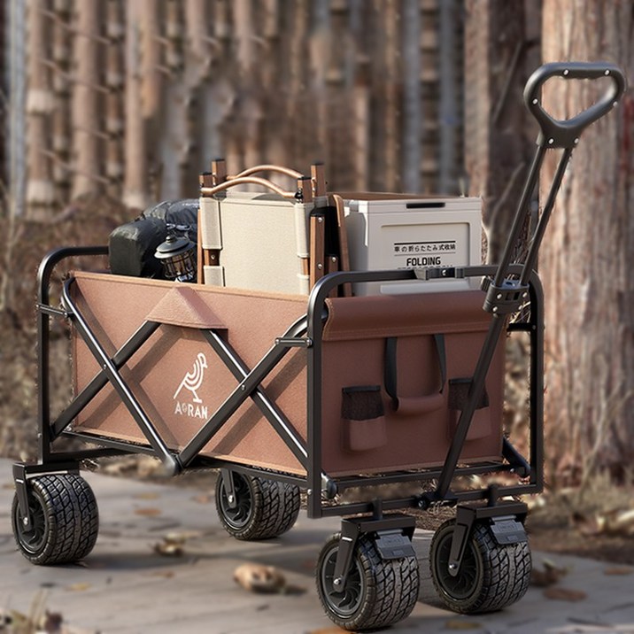 AORAN 캠핑웨건 광폭타이어 전지형 다기능, 1개, 갈색