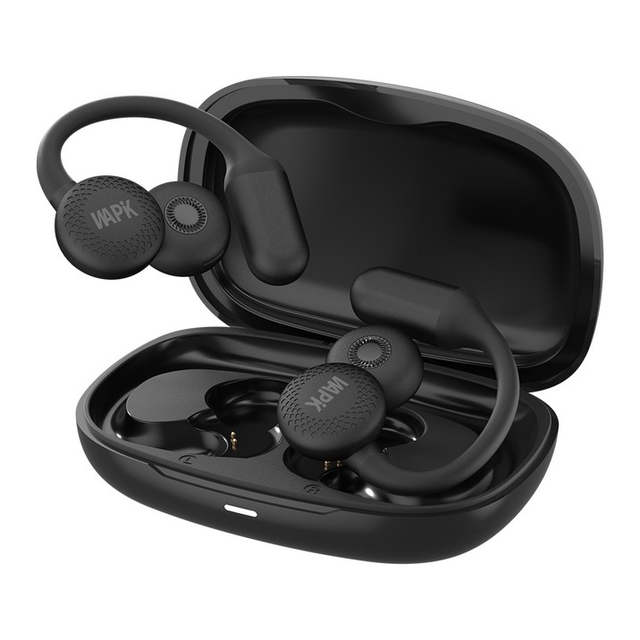 WAPIK R7 귀걸이형 오픈형 블루투스 ENC 노이즈 캔슬링+무중력 착용 올라운드 이어폰 R7, 블랙, R7