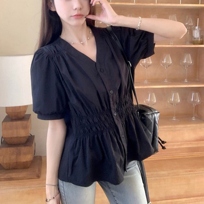 B173-9 우젤코 빅사이즈여성의류 여름 반팔 블라우스 44-120