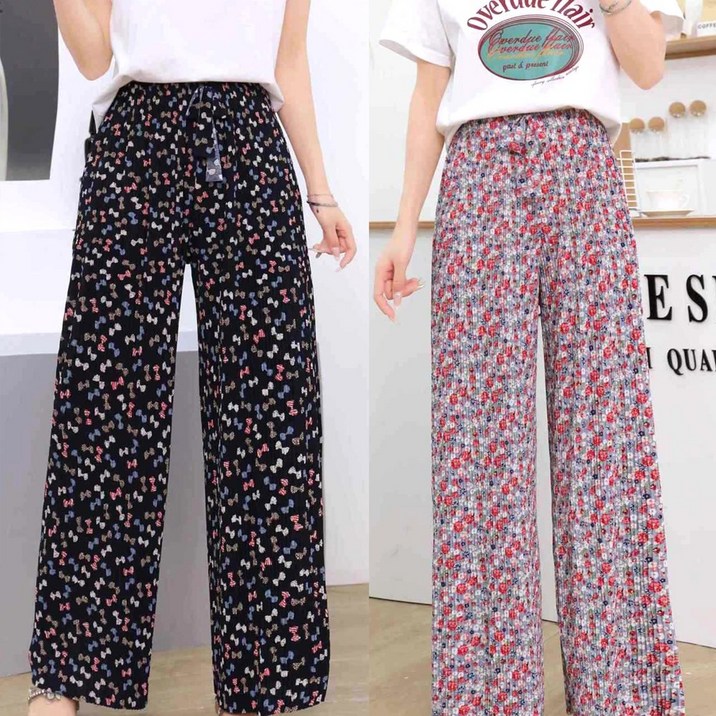 11 100cm 넉넉한 플리츠 꽃주름 냉기가득 홈웨어 냉장고 몸빼 바지  2P