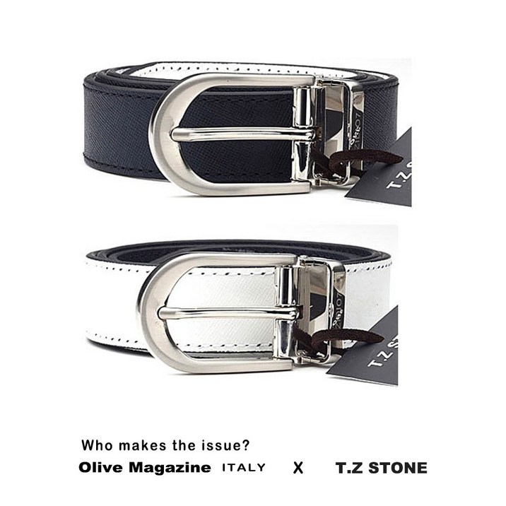 젠틀안트 남자 티지스톤 수제벨트 TZ1D107NW 양면 네이비화이트벨트