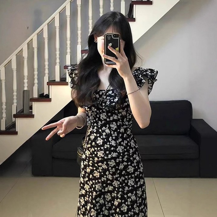 AOKADA 여성 여름 레이어드 롱 원피스 플라워 맥시