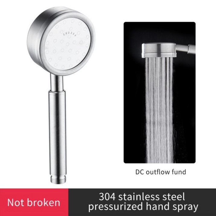 샤워 헤드 304 스테인레스 스틸 낙하 방지 핸드 헬드 벽 장착 고압 욕실 물 절약 강우