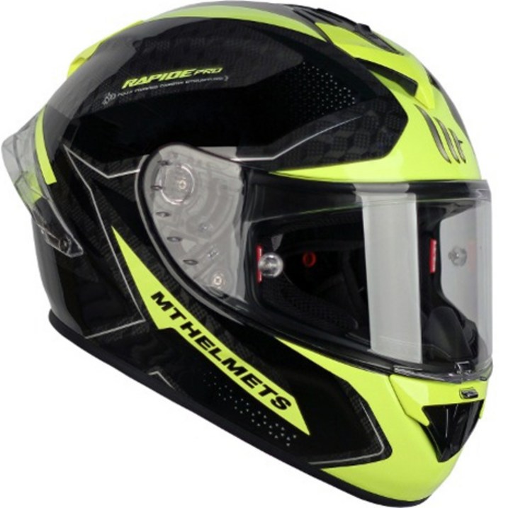 MT RAPIDE PRO CARBON 오토바이 풀페이스 헬멧 핀락 포함, FLUOR YELLOW