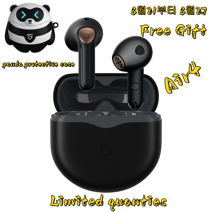 SOUNDPEATS Air4 무선이어버드, 몰입형 사운드용 13mm 다이내믹 드라이버, 6개의 마이크가 장착된 블루투스 V5.3 이어폰, 총 26시간, app컨트롤 88ms 저지연, Black, Air4