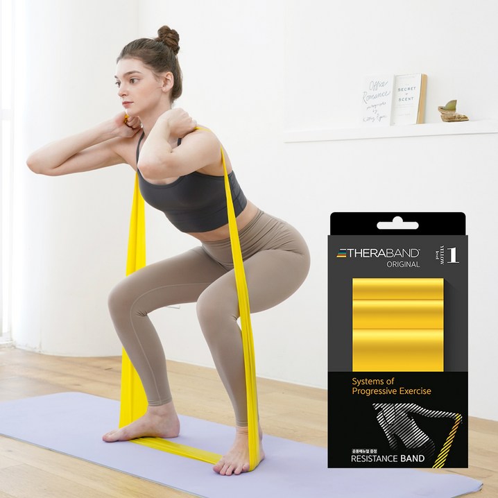 세라밴드 2M 오리지널 단계별 탄성저항 밴드  운동매뉴얼, YELLOW, 1개