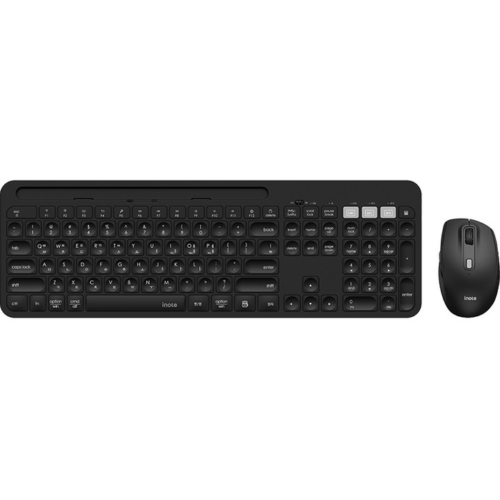 아이노트 멀티페어링 무선 블루투스 키보드 마우스 세트, KM680RB, 블랙, 일반형 아이노트 멀티페어링 무선 블루투스 키보드 마우스 세트, KM680RB, 블랙, 일반형