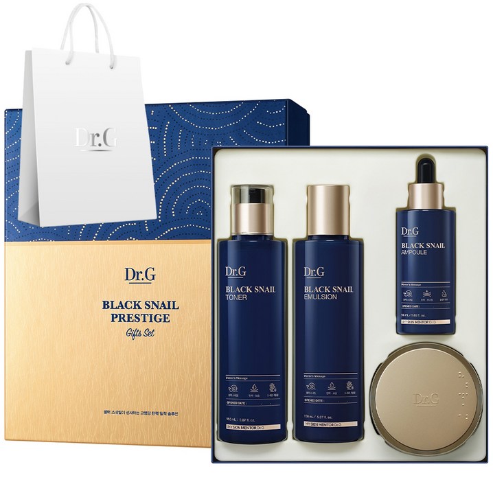 닥터지 블랙 스네일 프레스티지 토너  에멀전  앰플  크림 50ml  쇼핑백 4종 세트, 1세트