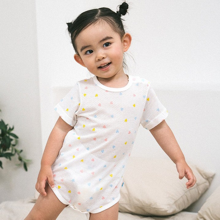 베이비붐 유아동 항균메쉬 바디슈트 태열방지 아기 유아 반팔 5부 봄 여름 가을 국내생산